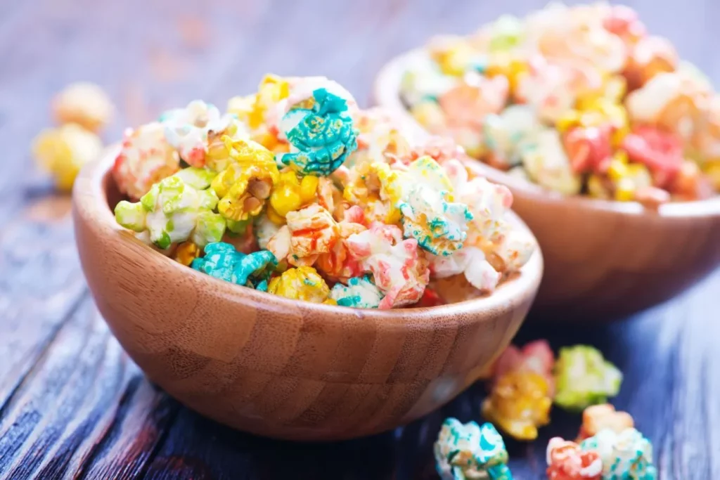 Candy popcorn with Skittles