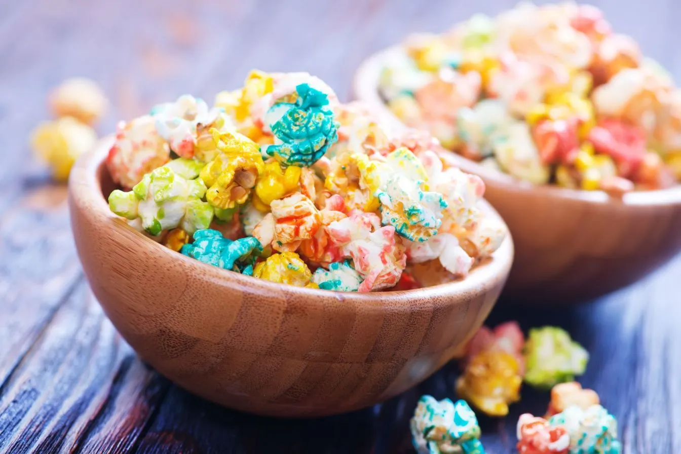 Candy popcorn with Skittles