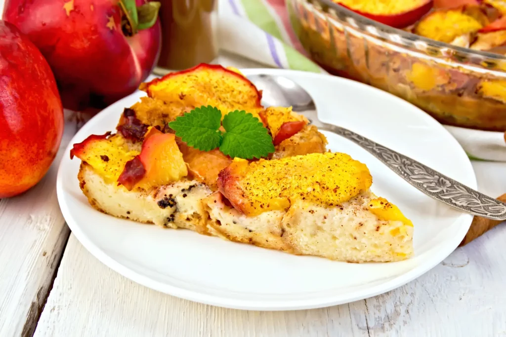 bread pudding with peaches